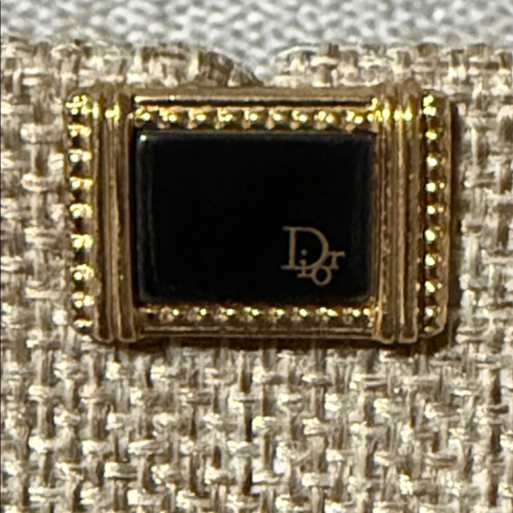 Dior Authentic Black and Gold Cufflinks with Tie Pin